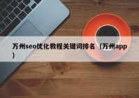 万州seo优化教程关键词排名（万州app）