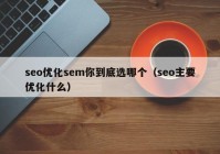 seo优化sem你到底选哪个（seo主要优化什么）