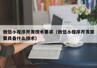 微信小程序开发技术要求（微信小程序开发需要具备什么技术）