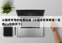 小程序开发的收费标准（小程序开发费用一览表jry华网天下）