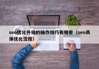 seo优化升级的操作技巧有哪些（seo具体优化流程）