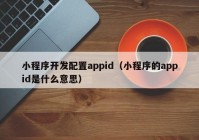 小程序开发配置appid（小程序的appid是什么意思）